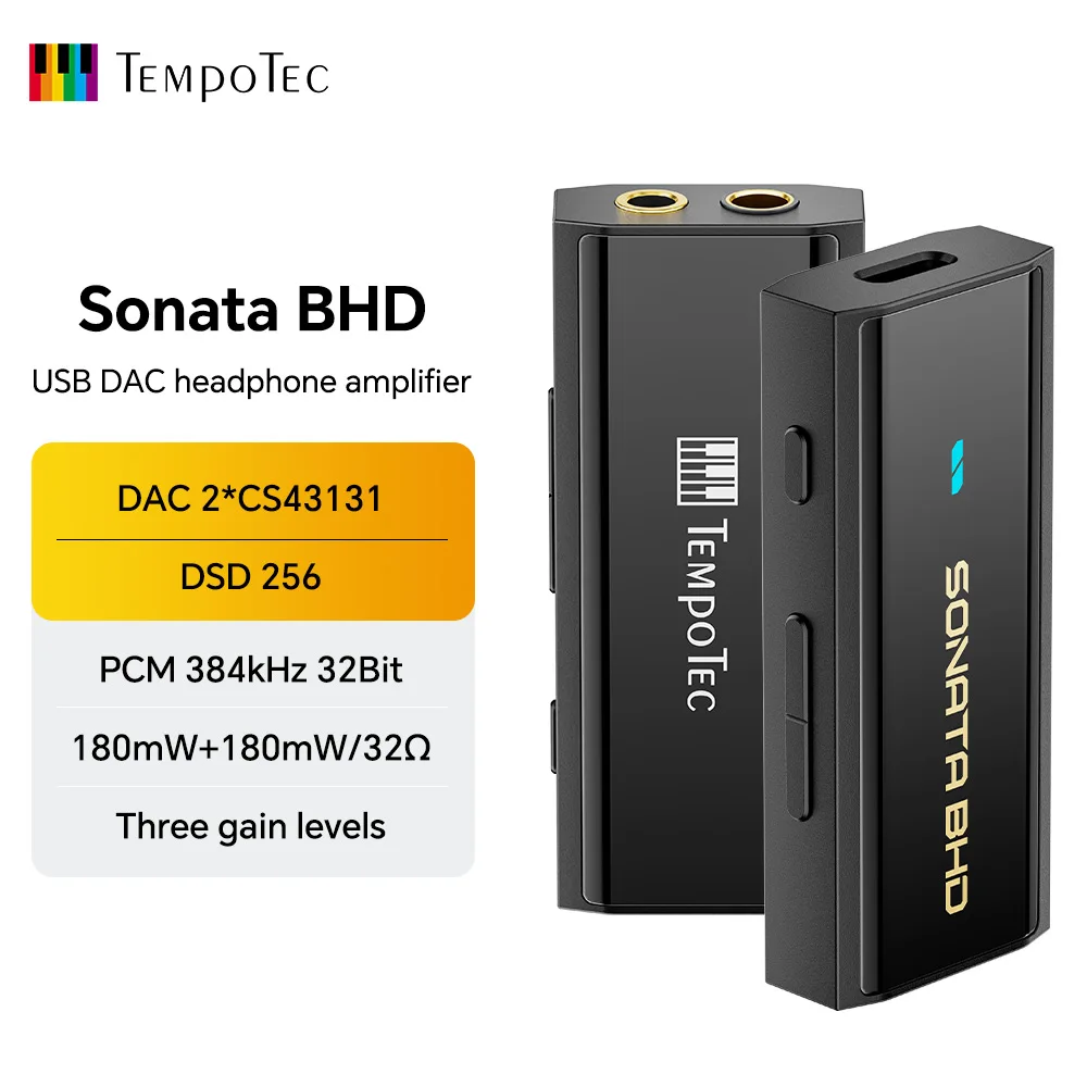 TempoTec Sonata BHD portable USB DAC& dongle,3 adjustable gain level, 4.4mm&3.5mm, volume button,for Android,iOS,MAC,Windows
TempoTec Sonata BHD portable USB DAC& dongle,3 adjustable gain level, 4.4mm&3.5mm, volume button,for Android,iOS,MAC,Windows