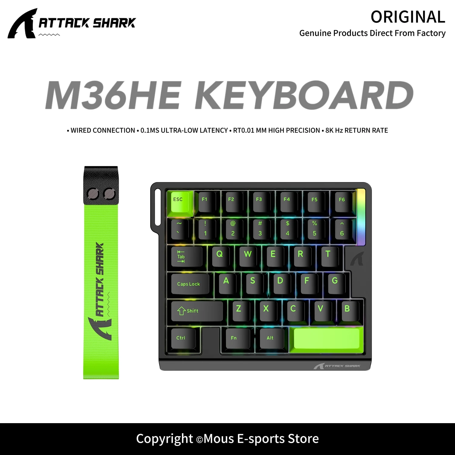 M36HE ATTACK SHARK Wired RGB Gaming Keyboard Hall Effect Keyboard 0.01mm Adjustable RT and 8000Hz Polling Rate for E-Sports
M36HE ATTACK SHARK Wired RGB Gaming Keyboard Hall Effect Keyboard 0.01mm Adjustable RT and 8000Hz Polling Rate for E-Sports