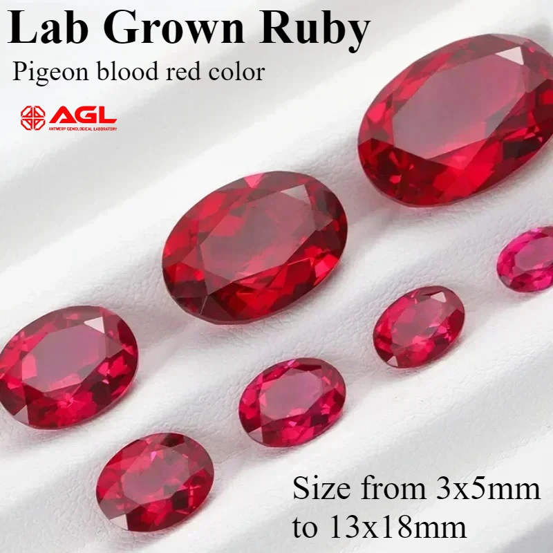 Lab Grown Ruby Pigeon Blood Red Gemstones Oval Shape Hand-cut Charm Beads for DIY Jewelry Materials Selectable AGL Certificate 
Lab Grown Ruby Pigeon Blood Red Gemstones Oval Shape Hand-cut Charm Beads for DIY Jewelry Materials Selectable AGL Certificate