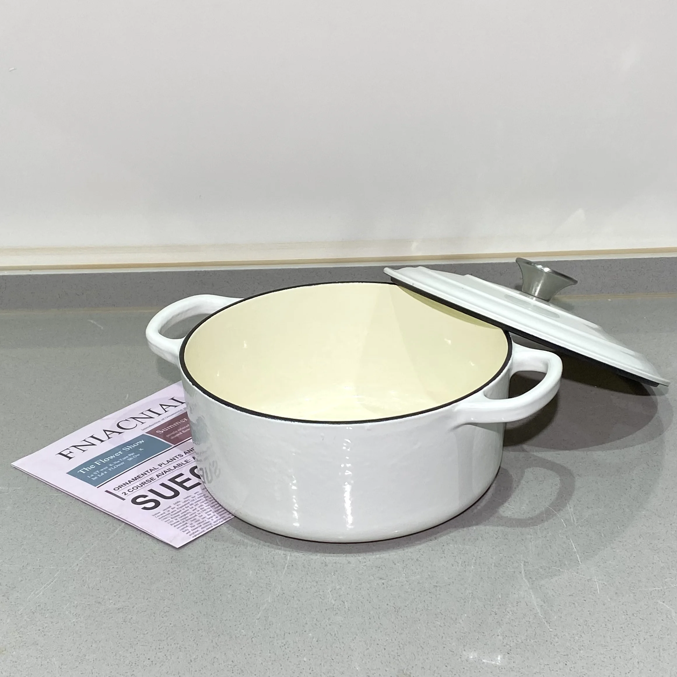4 QT Ivory white color Cast Iron Oven Pot - Enameled Dutch Oven Pot with Lid - Non Stick Enamel Coating, Applicable All Cookings
4 QT Ivory white color Cast Iron Oven Pot - Enameled Dutch Oven Pot with Lid - Non Stick Enamel Coating, Applicable All Cookings