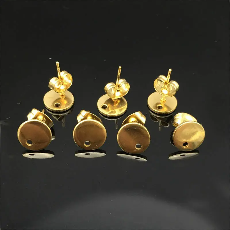 50pcs Stainless Steel Gold Silver Round Disc Earring Post Loop Hammered Plate Earrings Base For Hypo-Allergenic Earring Making
50pcs Stainless Steel Gold Silver Round Disc Earring Post Loop Hammered Plate Earrings Base For Hypo-Allergenic Earring Making