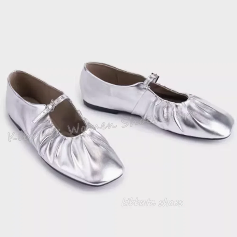 Pleated Belt Buckle Ballet Pumps Fashion Elegant Concise Patent Leather Party Dress Women Shoes Square Toe Flat With Solid Color
Pleated Belt Buckle Ballet Pumps Fashion Elegant Concise Patent Leather Party Dress Women Shoes Square Toe Flat With Solid Color