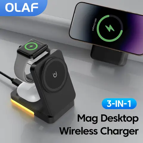 Wireless Charger Stand 3 in 1  Fast Charging Station For iPhone 15 14 13 12 11 For Apple Watch 9 8 7 6 5 Airpods Pro