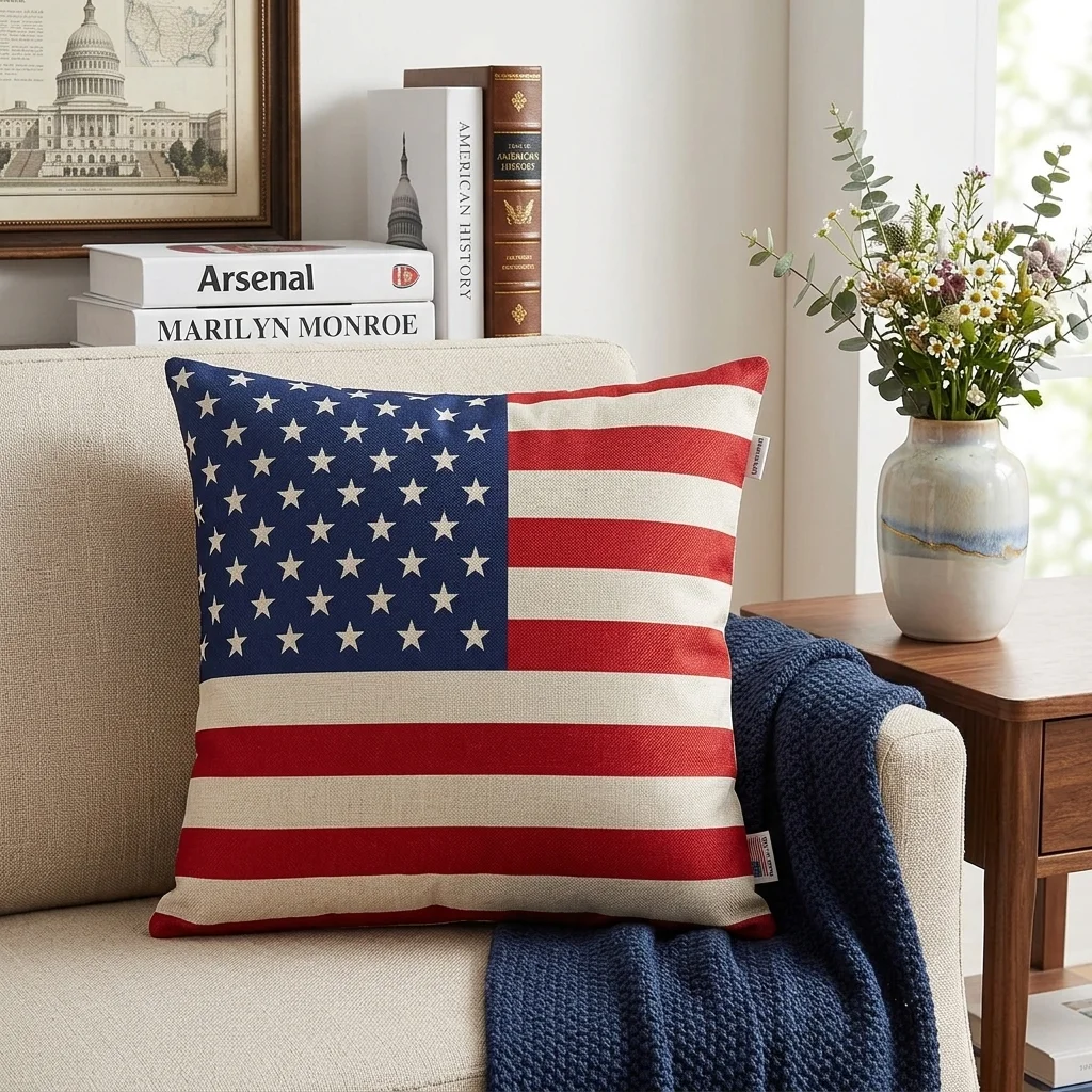 American Flag Square Pillow Cover Cotton Linen Throw Cushion Case Patriotic Home Decor
American Flag Square Pillow Cover Cotton Linen Throw Cushion Case Patriotic Home Decor
