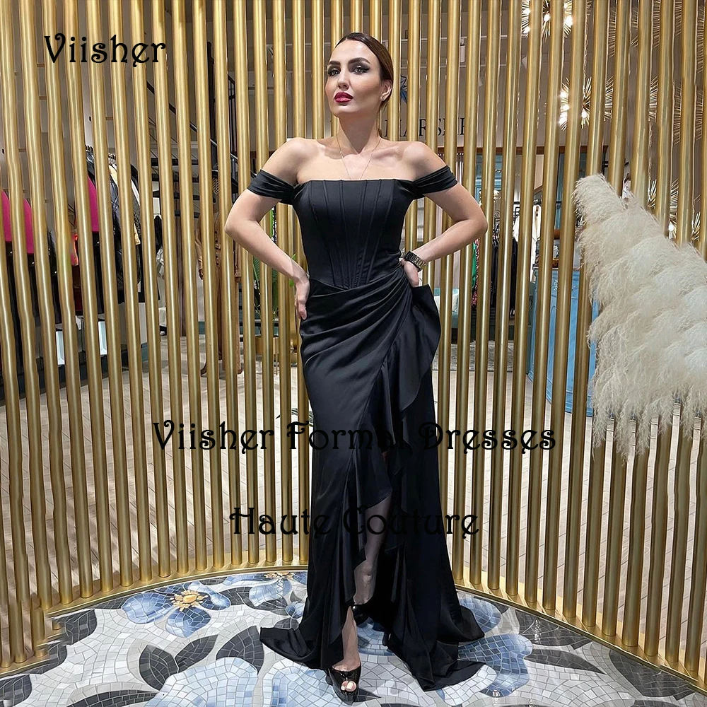 Black Mermaid Evening Dresses Off Shoulder Strapless Prom Party Dress with Slit Floor Length Arabic Dubai Formal Party Gowns
Black Mermaid Evening Dresses Off Shoulder Strapless Prom Party Dress with Slit Floor Length Arabic Dubai Formal Party Gowns