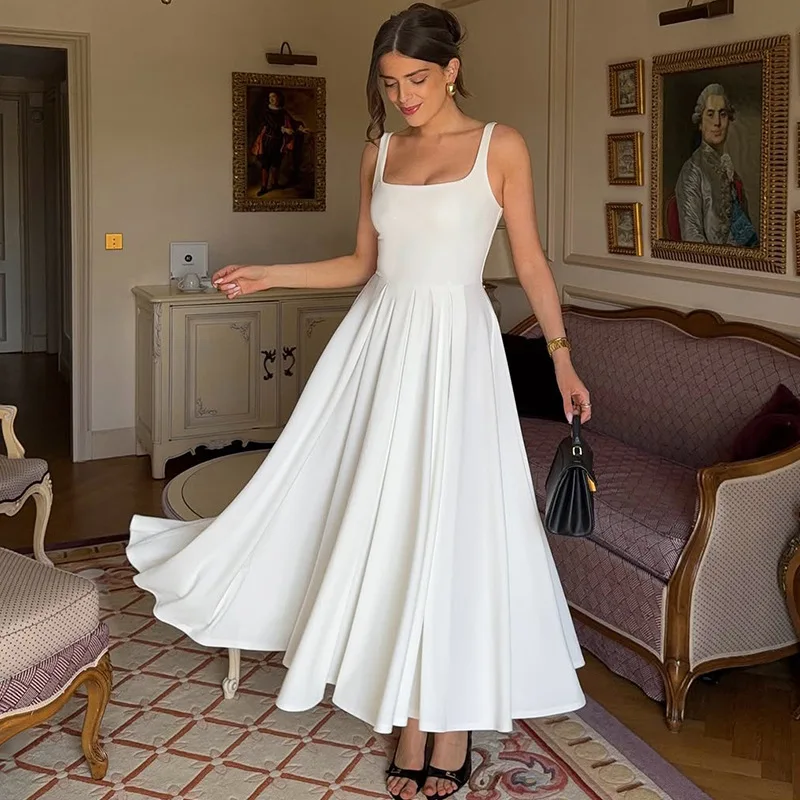TARUXY Square Collar Sleeveless Long Dress For Women High Waist Pleated Suspender Dress Solid Elegant Club Party Clothes Female
TARUXY Square Collar Sleeveless Long Dress For Women High Waist Pleated Suspender Dress Solid Elegant Club Party Clothes Female