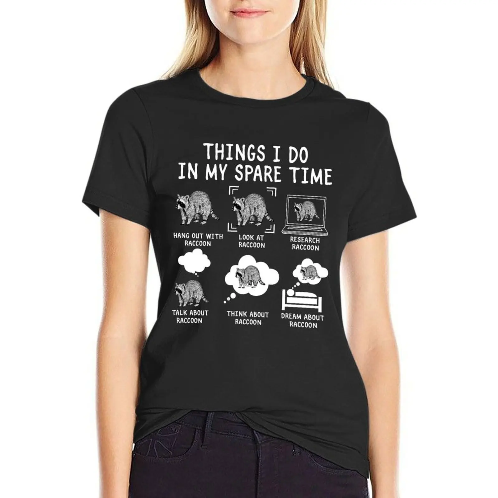Things I do in my Spare time Raccoon T-shirt korean fashion shirts graphic tees female rock and roll t shirts for Women
Things I do in my Spare time Raccoon T-shirt korean fashion shirts graphic tees female rock and roll t shirts for Women