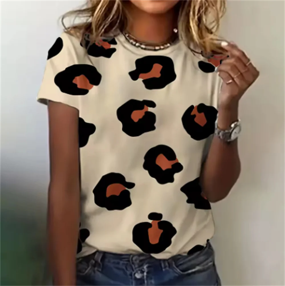Summer women's T-shirt 3d printed leopard print round neck short sleeve top street casual sports fashion trend
Summer women's T-shirt 3d printed leopard print round neck short sleeve top street casual sports fashion trend