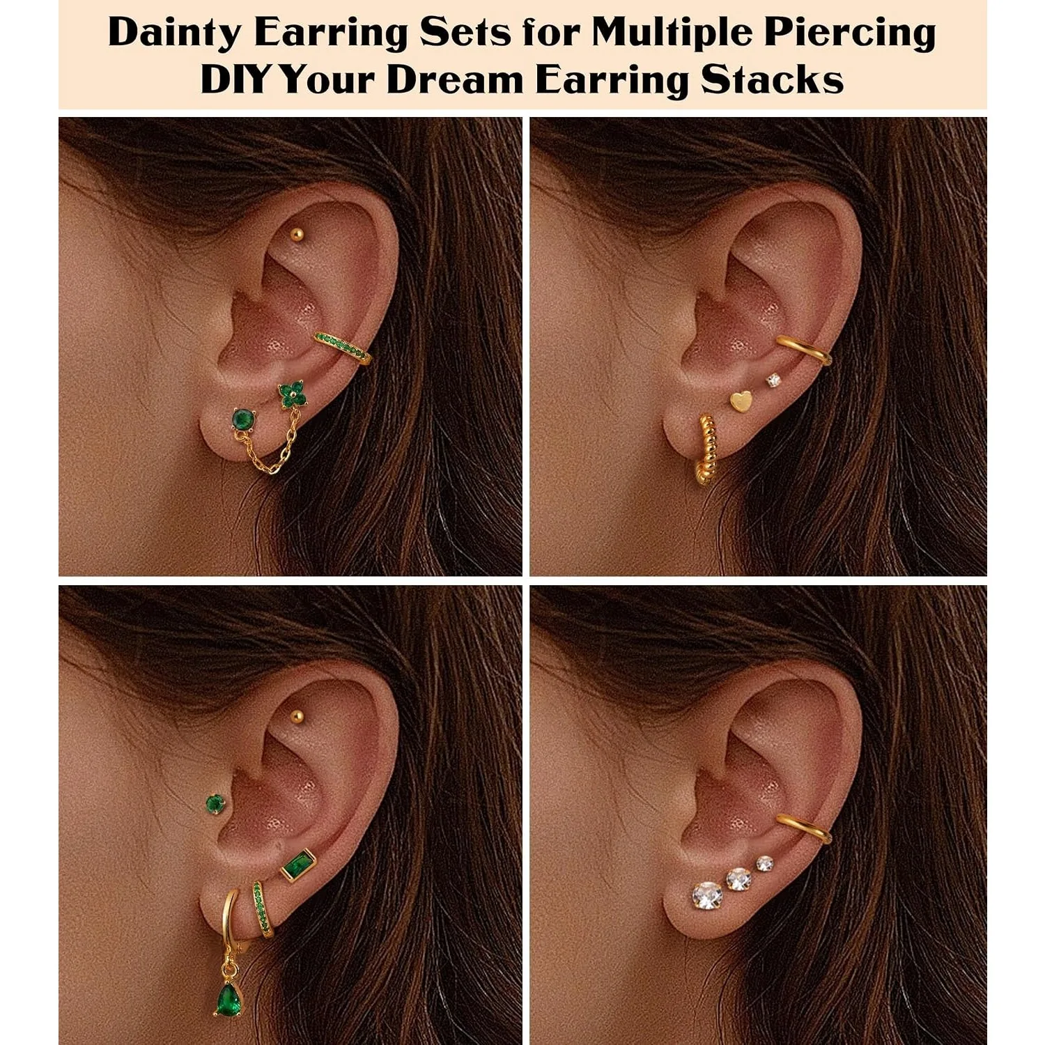 Bobosty 25Pcs Surgical Steel Earrings for Women Gold-plated Flat Back Earrings Stud Hoop Cartilage Earrings Set Piercing Jewelry
Bobosty 25Pcs Surgical Steel Earrings for Women Gold-plated Flat Back Earrings Stud Hoop Cartilage Earrings Set Piercing Jewelry