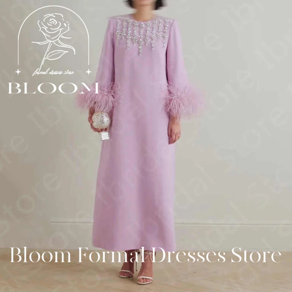 Bloom Customized straight Ankle Length Crystal Feather Jersey Long Sleevs Zipper Back O-Neck Dresses For Formal Occasions
Bloom Customized straight Ankle Length Crystal Feather Jersey Long Sleevs Zipper Back O-Neck Dresses For Formal Occasions