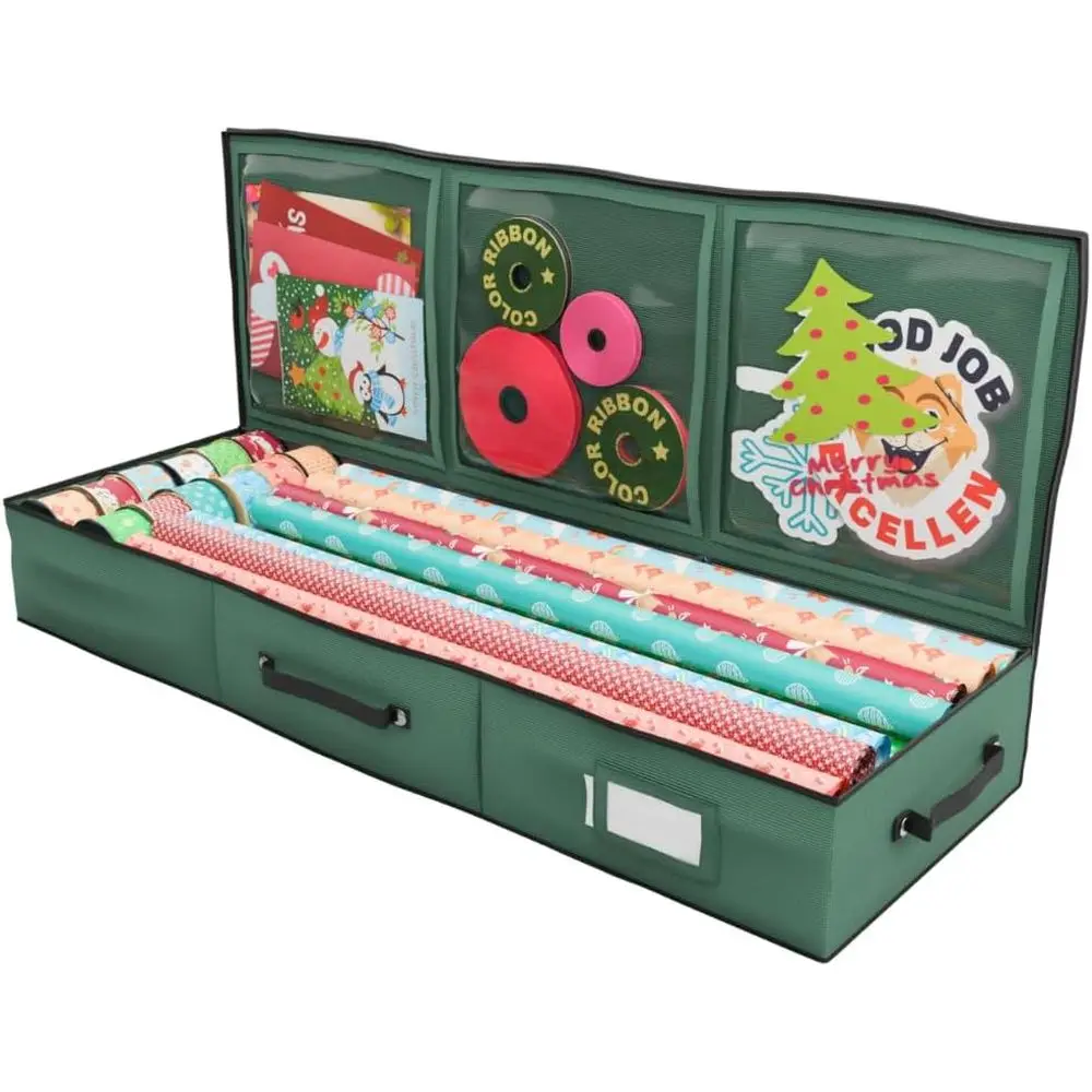 Under Bed Wrapping Paper Organizer, Holds 18-24 Rolls Up to 40, 600D Material, for Rolls, Ribbons, Bows, and Accessories (Green)
Under Bed Wrapping Paper Organizer, Holds 18-24 Rolls Up to 40, 600D Material, for Rolls, Ribbons, Bows, and Accessories (Green)