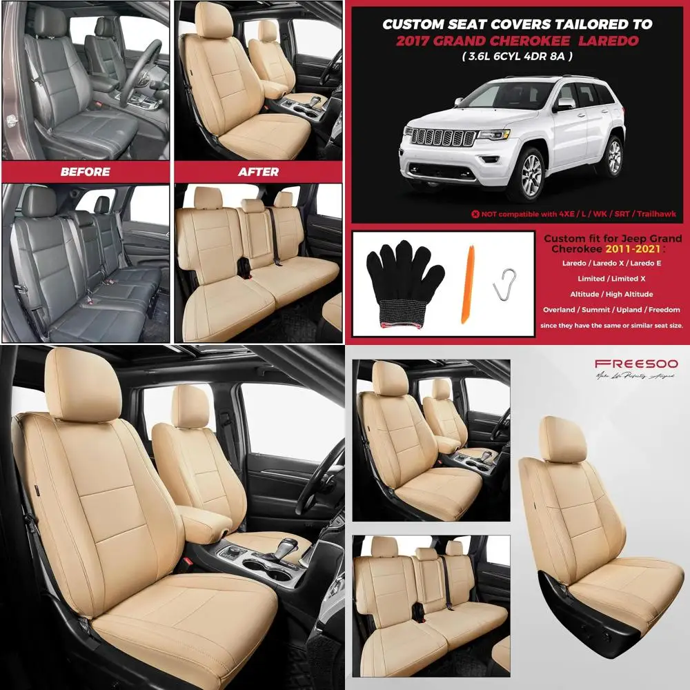 Роскошные бежевые водонепроницаемые кожаные чехлы на сиденья для внедорожника Grand Cherokee 2011-2021, полный комплект автомобильных подушек
Роскошные бежевые водонепроницаемые кожаные чехлы на сиденья для внедорожника Grand Cherokee 2011-2021, полный комплект автомобильных подушек