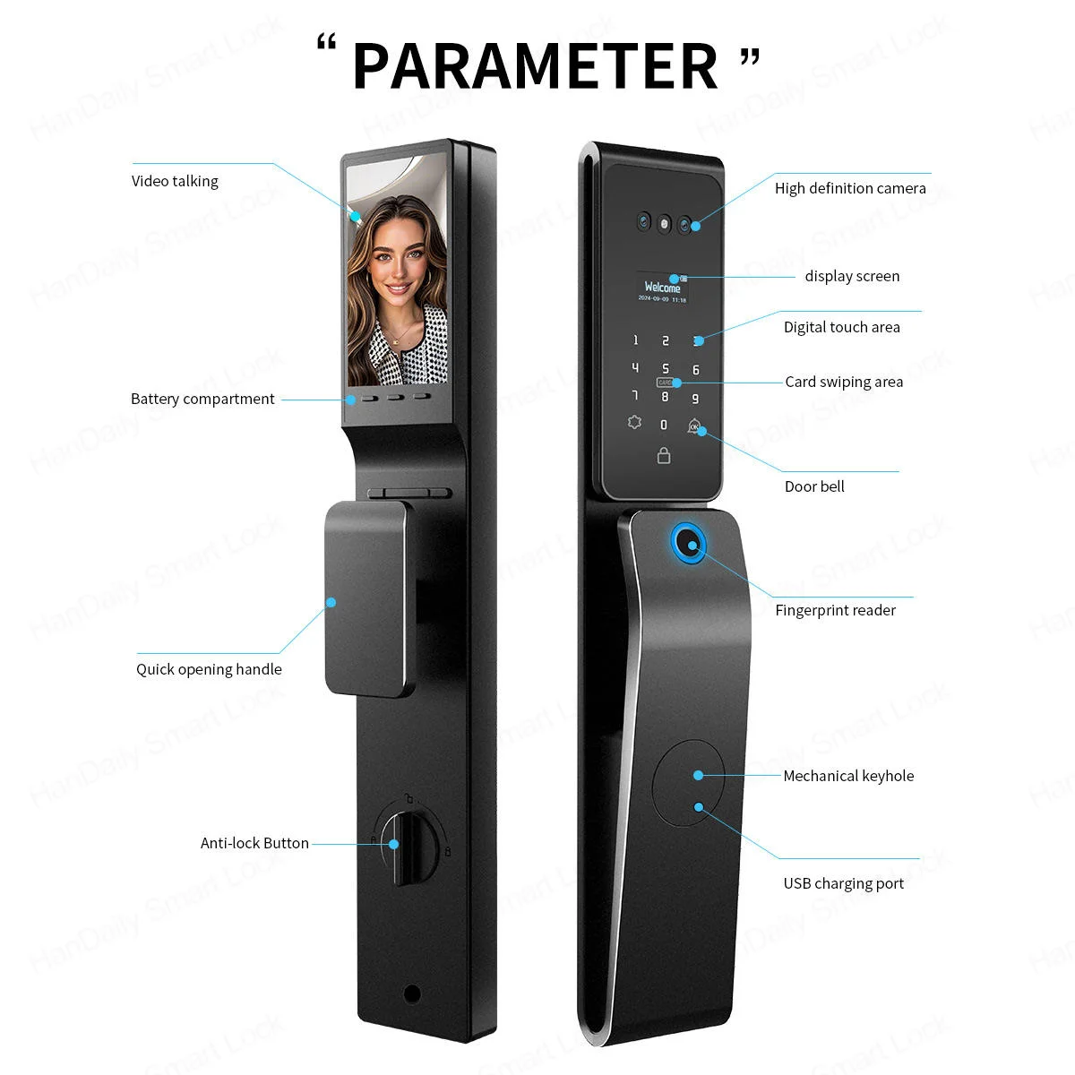 Waterproof Tuya 3D Face Recognition Digital Lock for Home Biometric Fingerprint Smart Door Lock Lock Body Intercom
Waterproof Tuya 3D Face Recognition Digital Lock for Home Biometric Fingerprint Smart Door Lock Lock Body Intercom