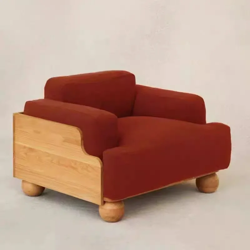 Single casual sofa chair French retro living room balcony lazy solid wood sofa
Single casual sofa chair French retro living room balcony lazy solid wood sofa