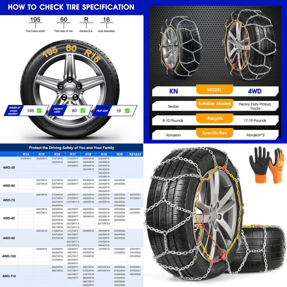 Ланцюги для снега, утолщенная и износостойкая противоскользящая цепь из высокоуглеродистой стали для легких грузовиков, пикапов и внедорожников, набор из 2 шт. (4 шт.
Ланцюги для снега, утолщенная и износостойкая противоскользящая цепь из высокоуглеродистой стали для легких грузовиков, пикапов и внедорожников, набор из 2 шт. (4 шт.