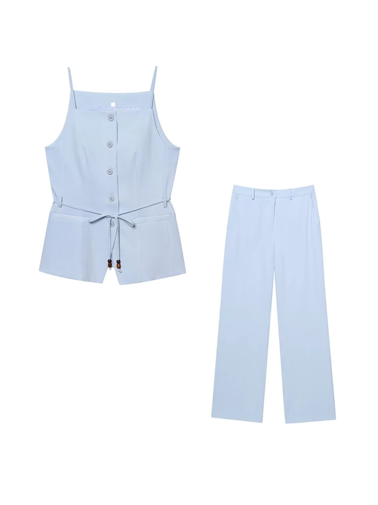 TRZA Women's Fashion Beaded Belt Waistcoat High Waist Straight Trousers Set Elegant Female Outfit Casual Chic Ensemble
TRZA Women's Fashion Beaded Belt Waistcoat High Waist Straight Trousers Set Elegant Female Outfit Casual Chic Ensemble