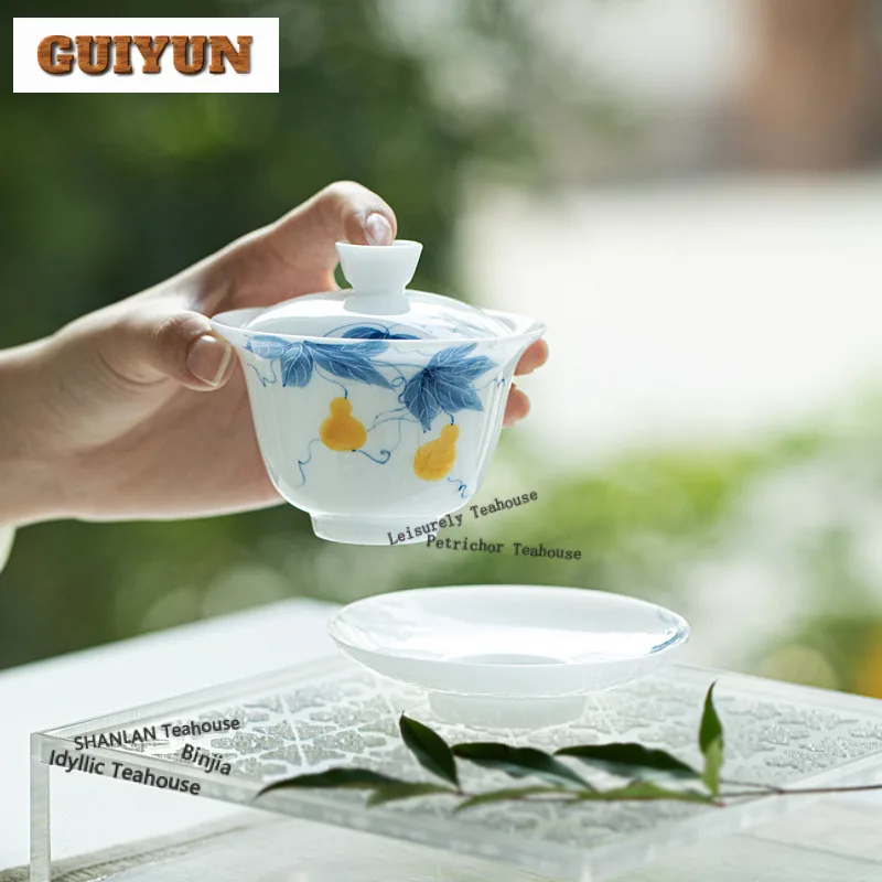 120ml Hand-painted Gourd Gaiwan Traditional Tea Tureen Tea Bowl With Lid Kit Tea Maker Cover Bowl Tableware Supplies Ornaments
120ml Hand-painted Gourd Gaiwan Traditional Tea Tureen Tea Bowl With Lid Kit Tea Maker Cover Bowl Tableware Supplies Ornaments