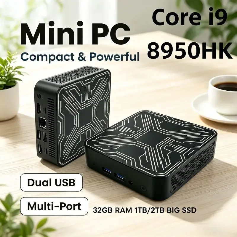 Triple 4K Multi Display Slim Mini PC Core I9 8950HK WiFi6 BT5.2 Dual Gigabit Ports Compact Portable Business Office Desktop Host
Triple 4K Multi Display Slim Mini PC Core I9 8950HK WiFi6 BT5.2 Dual Gigabit Ports Compact Portable Business Office Desktop Host