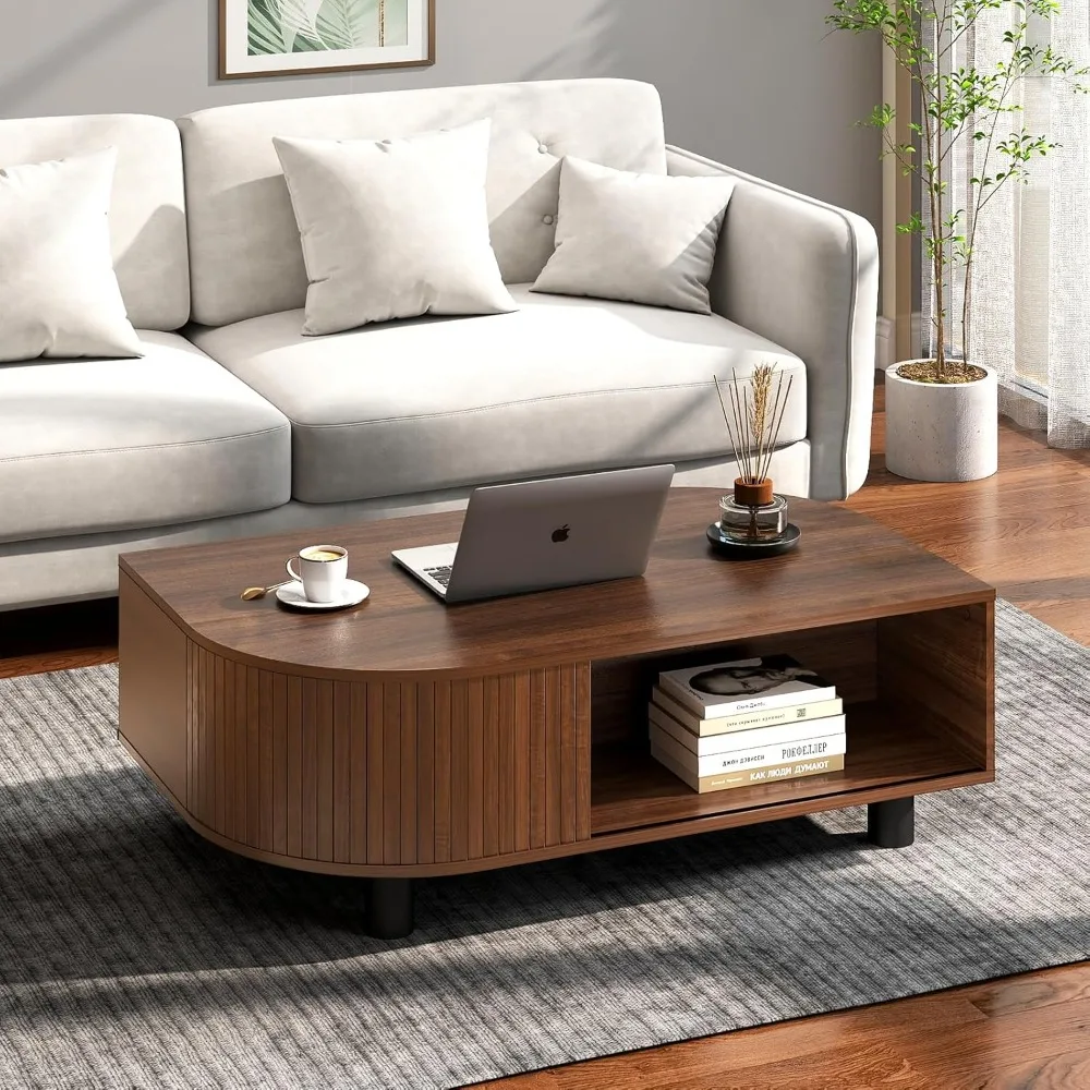 Mid-Century Modern 39.4" Coffee Table - Leaf-Shaped Wood Center Table with Storage, Retro Fluted Central Table with, Customized
Mid-Century Modern 39.4" Coffee Table - Leaf-Shaped Wood Center Table with Storage, Retro Fluted Central Table with, Customized
