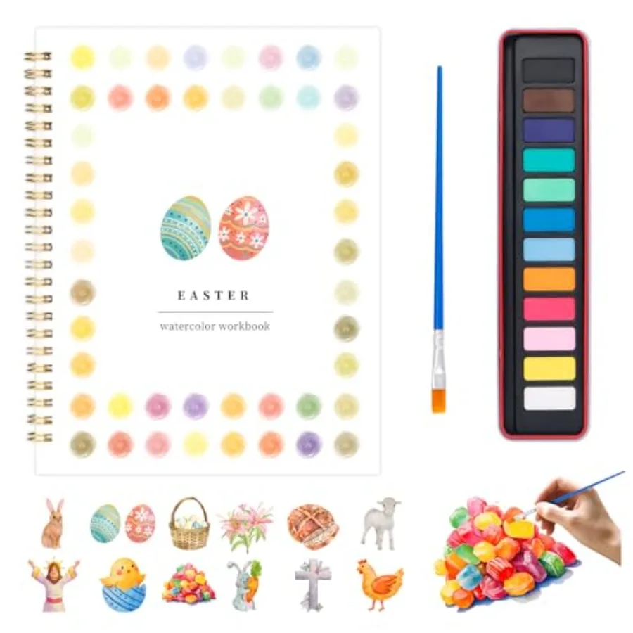 Watercolor Workbook - Watercolor Coloring Book with 1 Workbook 12 Colors Paint Set with Brush, Beginner Friendly Watercolor Wor
Watercolor Workbook - Watercolor Coloring Book with 1 Workbook 12 Colors Paint Set with Brush, Beginner Friendly Watercolor Wor