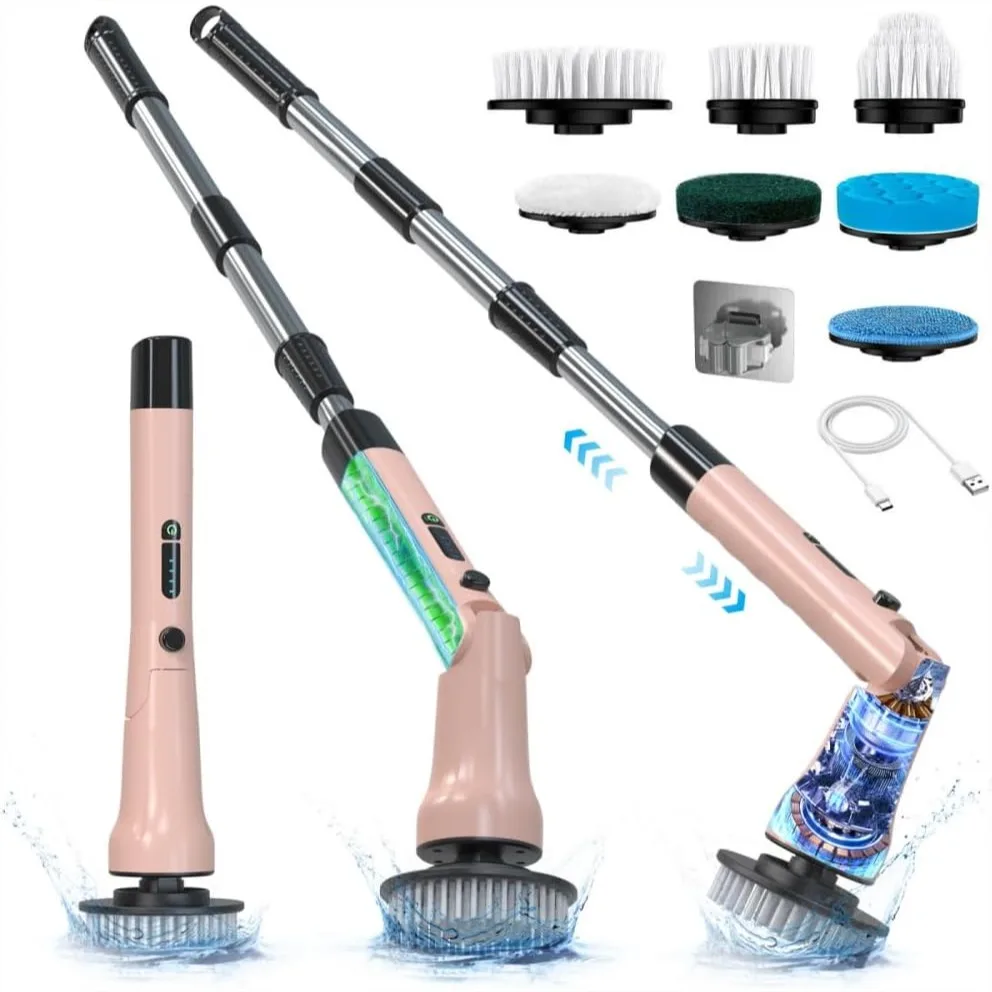 Electric Spin Scrubber, 7 Brush Heads, IPX7 Waterproof, 300/400 RPM, Adjustable Length for Bathtub Floor Cleaning
Electric Spin Scrubber, 7 Brush Heads, IPX7 Waterproof, 300/400 RPM, Adjustable Length for Bathtub Floor Cleaning