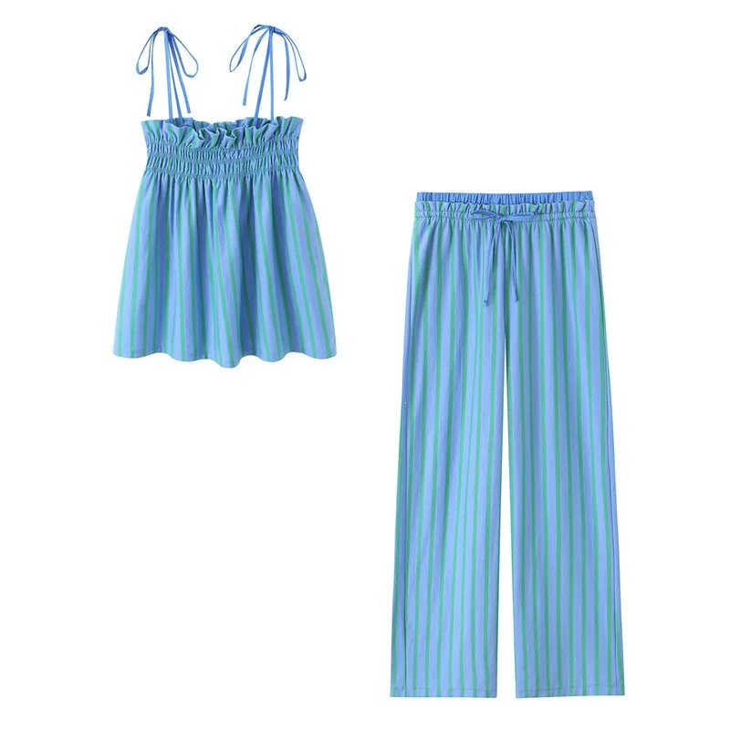 Withered 2026 New Women's Sexy Camisole Top Striped Wide Leg Pants Woman Clothes Pant Sets New Two Piece Set Women's Suit Ropa
Withered 2026 New Women's Sexy Camisole Top Striped Wide Leg Pants Woman Clothes Pant Sets New Two Piece Set Women's Suit Ropa