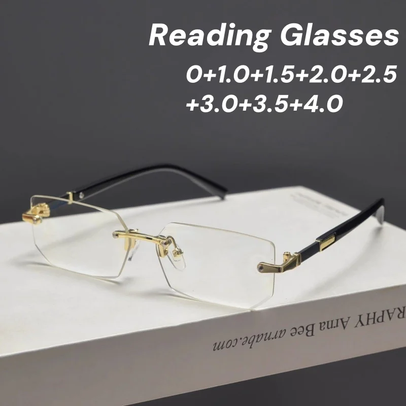 Women Men Business Style Frameless Reading Glasses Trendy Blue Light Blocking Eyewear Rimless Square Far Sighted Eyeglasses
Women Men Business Style Frameless Reading Glasses Trendy Blue Light Blocking Eyewear Rimless Square Far Sighted Eyeglasses