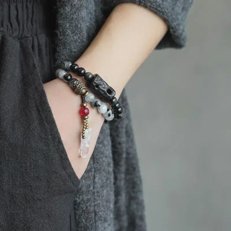 National Style Black Hair Crystal Bracelet Men's White Crystal with Tassel Peace HandString Painting Artistic Conception Vintage
National Style Black Hair Crystal Bracelet Men's White Crystal with Tassel Peace HandString Painting Artistic Conception Vintage