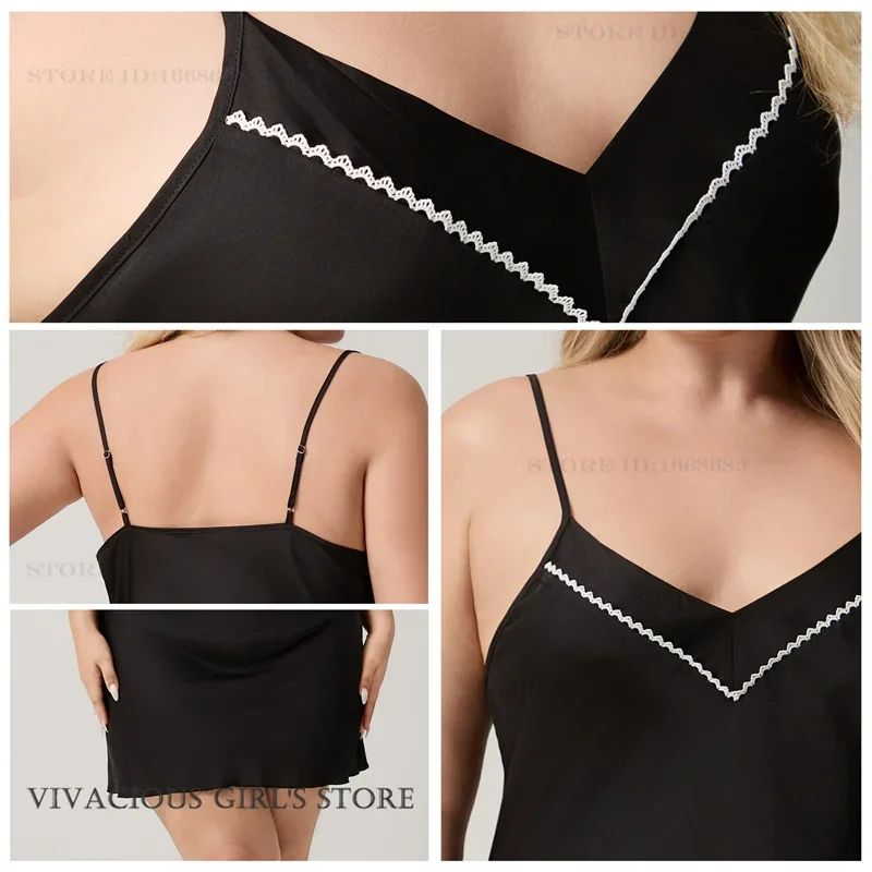 Loose Loungewear 5Xl Chemise Sleepwear Black Ice Silk Nightdress Home Dress Sexy Lingerie Large Size Female Suspender Nightgown
Loose Loungewear 5Xl Chemise Sleepwear Black Ice Silk Nightdress Home Dress Sexy Lingerie Large Size Female Suspender Nightgown