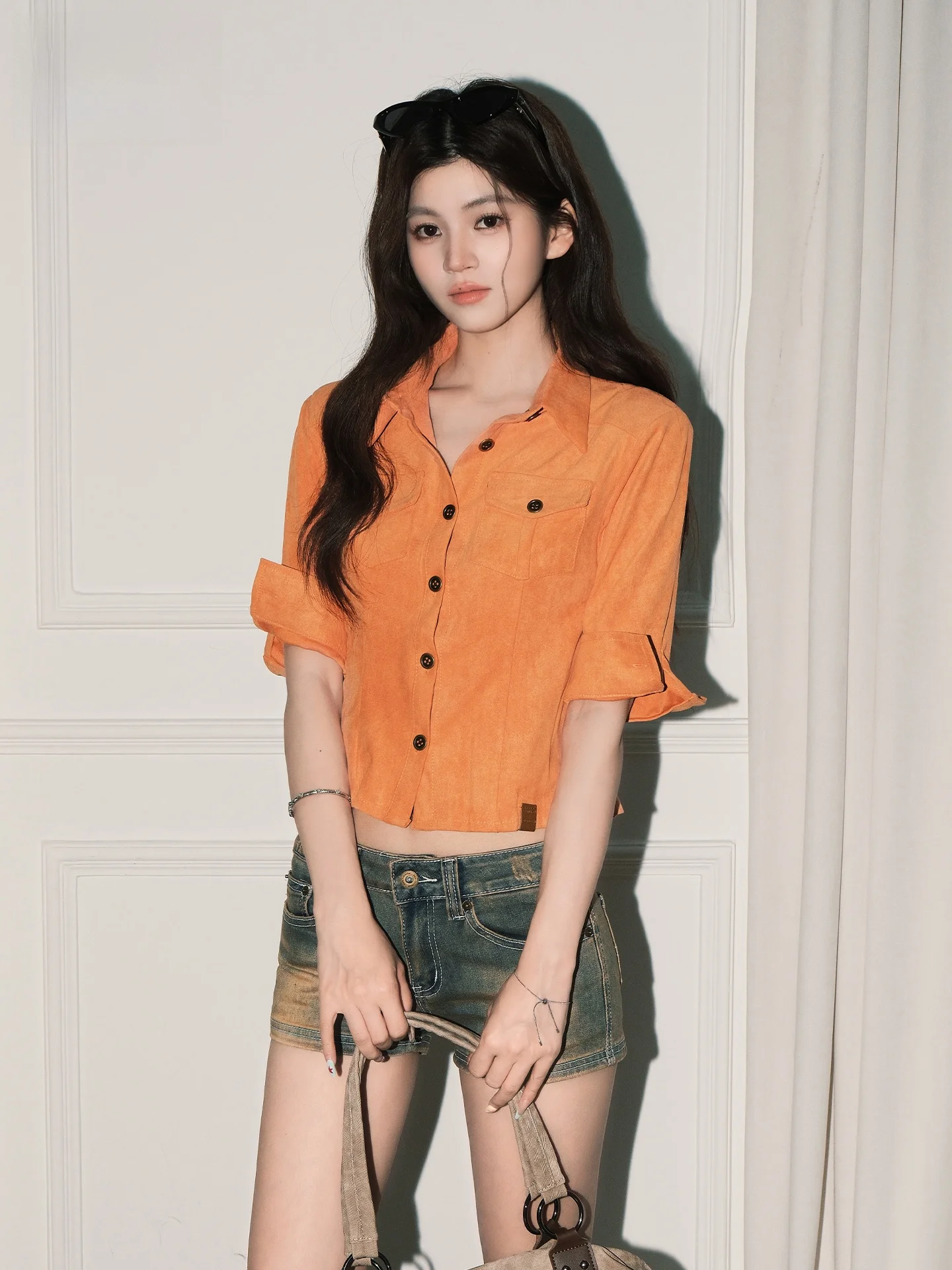 Slim Fit Half Sleeve Shirt Women's Dopaamine Style Sweet Potato Orange Spicy Girl Casual Shirt Summer Workwear Shoulder Pads
Slim Fit Half Sleeve Shirt Women's Dopaamine Style Sweet Potato Orange Spicy Girl Casual Shirt Summer Workwear Shoulder Pads
