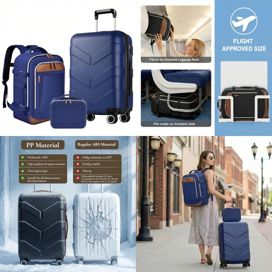 Expandable Luggage Set with Backpack - 21In Suitcase with TSA Lock and Spinner Wheels, Lightweight PP Hardshell Travel Luggage
Expandable Luggage Set with Backpack - 21In Suitcase with TSA Lock and Spinner Wheels, Lightweight PP Hardshell Travel Luggage