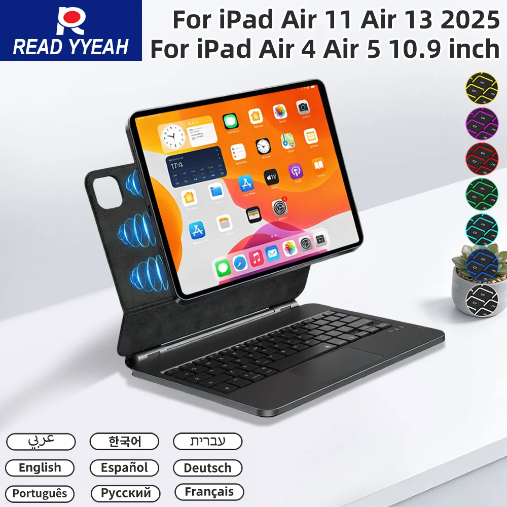 READY YEAH Magic Keyboard Magnetic Case for IPad 10th 11th 2025 A16 13in 11in Smart Cover for Apple iPad Air 4 Air 5 Pro 11 12.9
READY YEAH Magic Keyboard Magnetic Case for IPad 10th 11th 2025 A16 13in 11in Smart Cover for Apple iPad Air 4 Air 5 Pro 11 12.9