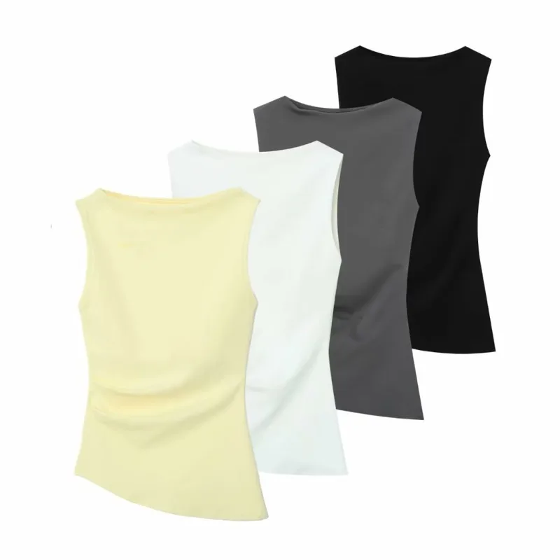 Women's New Summer 2026 Multi-Color Ruched Asymmetric Boat Neck Sleeveless T-Shirt
Women's New Summer 2026 Multi-Color Ruched Asymmetric Boat Neck Sleeveless T-Shirt