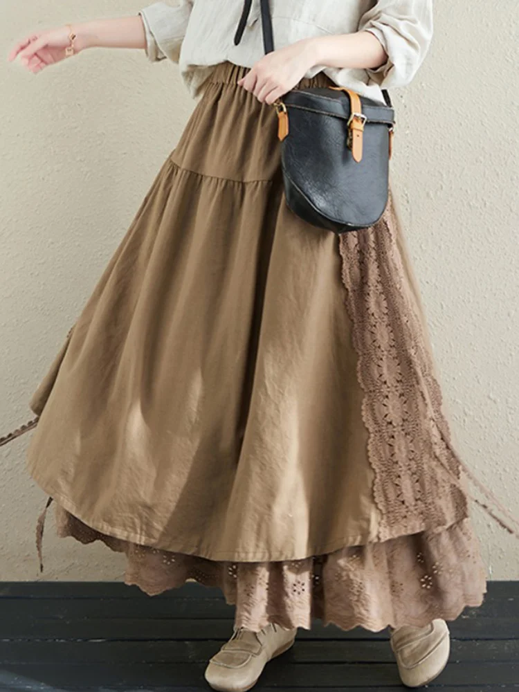 Retro Japanese Brand Women's Cotton Linen A-Line Long Skirt Double Layer Hollow Embroidery Linen f Body Skirt
Retro Japanese Brand Women's Cotton Linen A-Line Long Skirt Double Layer Hollow Embroidery Linen f Body Skirt