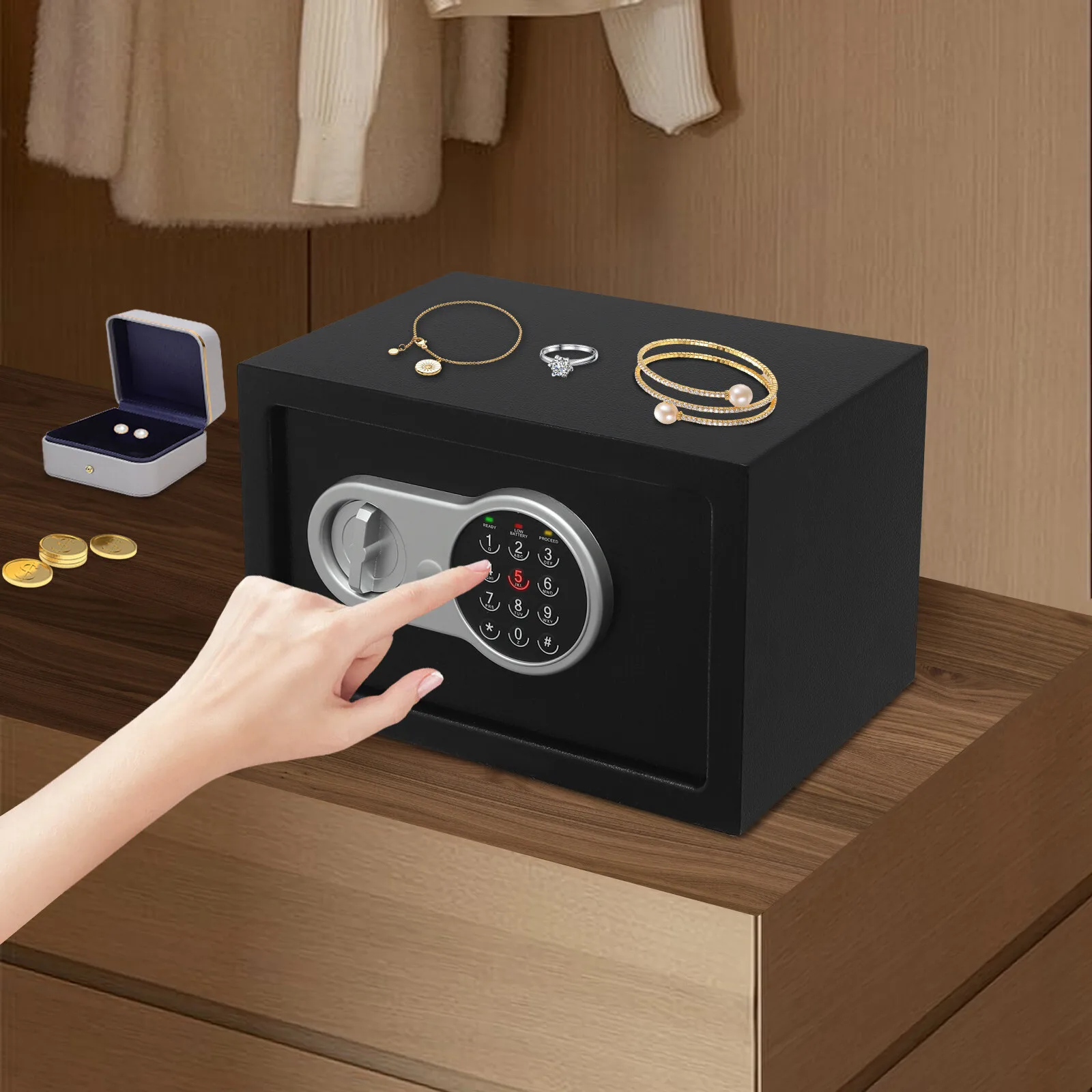 Q235B Steel Safe Box,Black Tabletop/Wall-mounted Safe Box with Keys,31*20*20cm Safe Box for Money/Cash/Jewelry ,Password/Key Dual Unlocking Safe Box
Q235B Steel Safe Box,Black Tabletop/Wall-mounted Safe Box with Keys,31*20*20cm Safe Box for Money/Cash/Jewelry ,Password/Key Dual Unlocking Safe Box