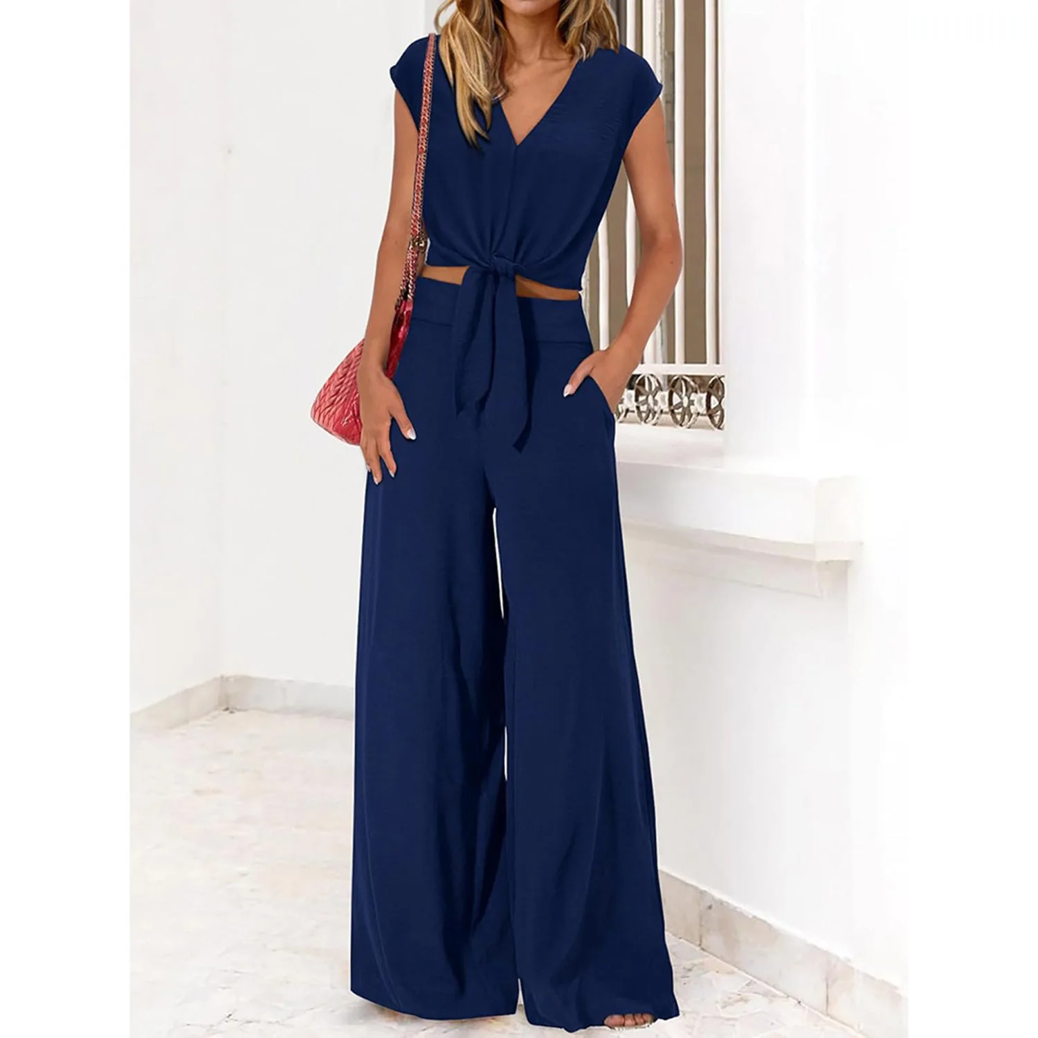 2025V Neck, Navel, Wide-Leg Pants Suit For Women, Lace-Up Top, Wide-Leg Pants Suit Short Sleeves, High Elastic Waist Suit Loose
2025V Neck, Navel, Wide-Leg Pants Suit For Women, Lace-Up Top, Wide-Leg Pants Suit Short Sleeves, High Elastic Waist Suit Loose