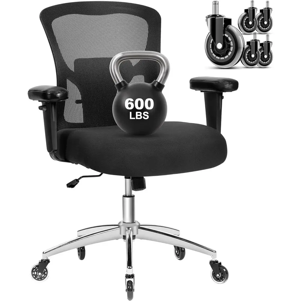 Ergonomic Heavy-Duty Mesh Office Chair for 600lbs, Wide Seat, Adjustable Armrests, Lumbar Support
Ergonomic Heavy-Duty Mesh Office Chair for 600lbs, Wide Seat, Adjustable Armrests, Lumbar Support