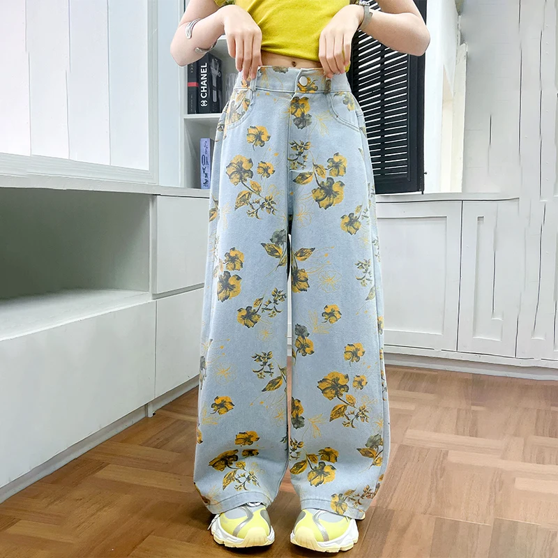 Детские дизайнерские джинсы High Street Fashion с цветочным принтом для девочек Модные джинсовые брюки Подростковые детские широкие джинсы с цветочным принтом Брюки
Детские дизайнерские джинсы High Street Fashion с цветочным принтом для девочек Модные джинсовые брюки Подростковые детские широкие джинсы с цветочным принтом Брюки