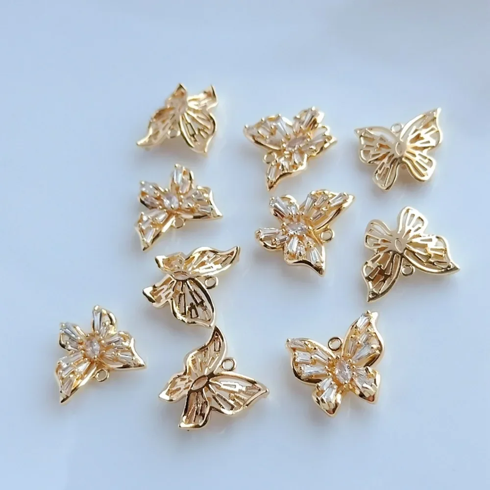 14K Gold-plated Beads Inlaid with Zircon Butterfly Pendant, Fashionable New Small Pendant, DIY Bracelet, Necklace and Accessory
14K Gold-plated Beads Inlaid with Zircon Butterfly Pendant, Fashionable New Small Pendant, DIY Bracelet, Necklace and Accessory
