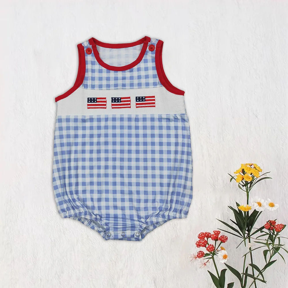 Wholesale Newborn Children Overall Baby Boy Infant Bubble Romper Kids Toddler July 4th Flags Blue Checked Embroidery Clothing
Wholesale Newborn Children Overall Baby Boy Infant Bubble Romper Kids Toddler July 4th Flags Blue Checked Embroidery Clothing