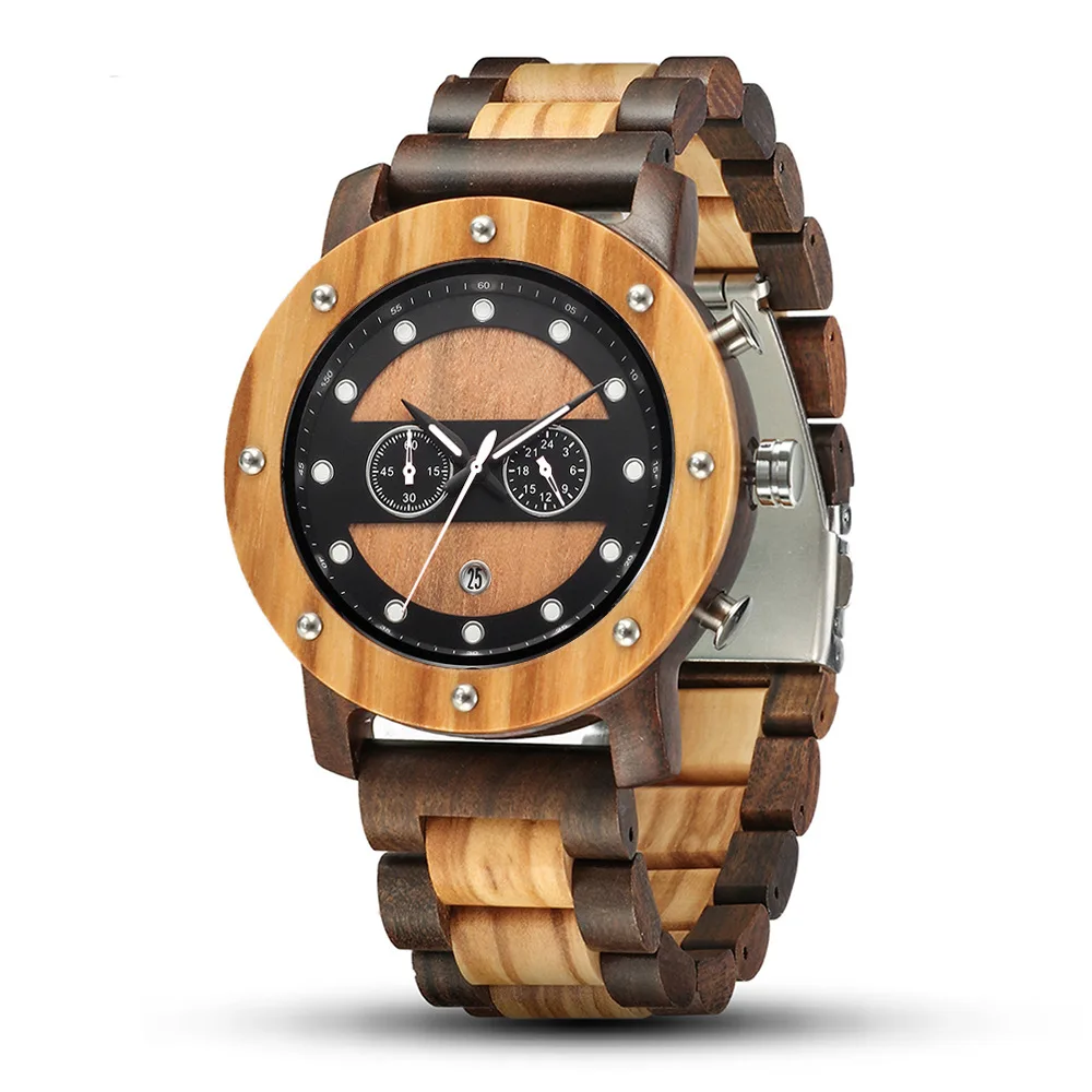 Wide Bezel Wood Watch for Men Olive & Ebony Wood Clear Luminous Analog Hands Classic Quartz Wristwatch
Wide Bezel Wood Watch for Men Olive & Ebony Wood Clear Luminous Analog Hands Classic Quartz Wristwatch