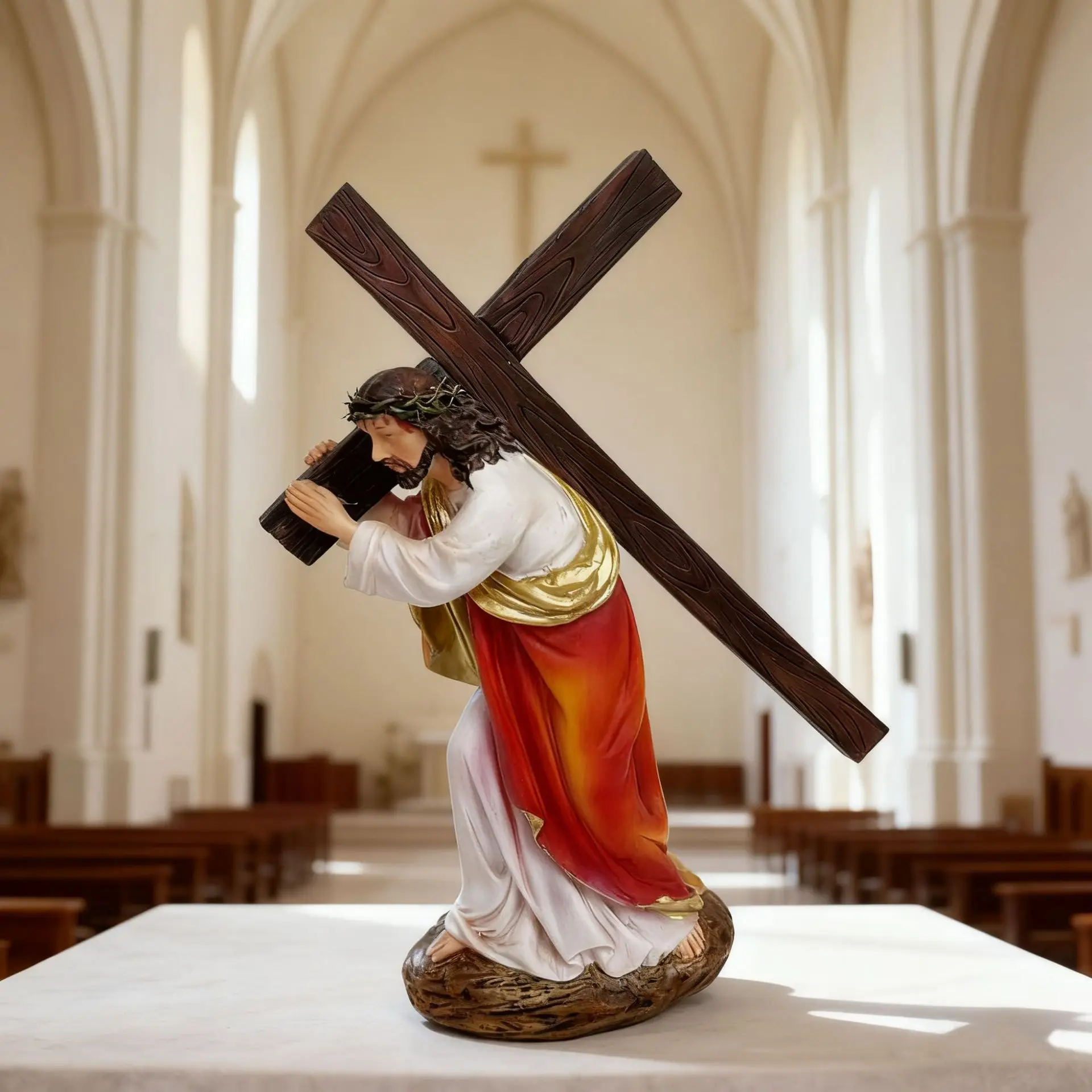 Статуэтка Иисуса Христа, несущего крест, из смолы, католическая христианская религиозная фигурка, декор для дома, церкви, рабочего стола, пасхальный подарок
Статуэтка Иисуса Христа, несущего крест, из смолы, католическая христианская религиозная фигурка, декор для дома, церкви, рабочего стола, пасхальный подарок