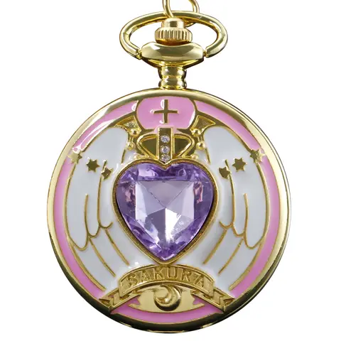 Cartoon Purple Love Beautiful Girl Quartz Pocket Watch Fashion Pendant Necklace Male and Female Students Festival Gift