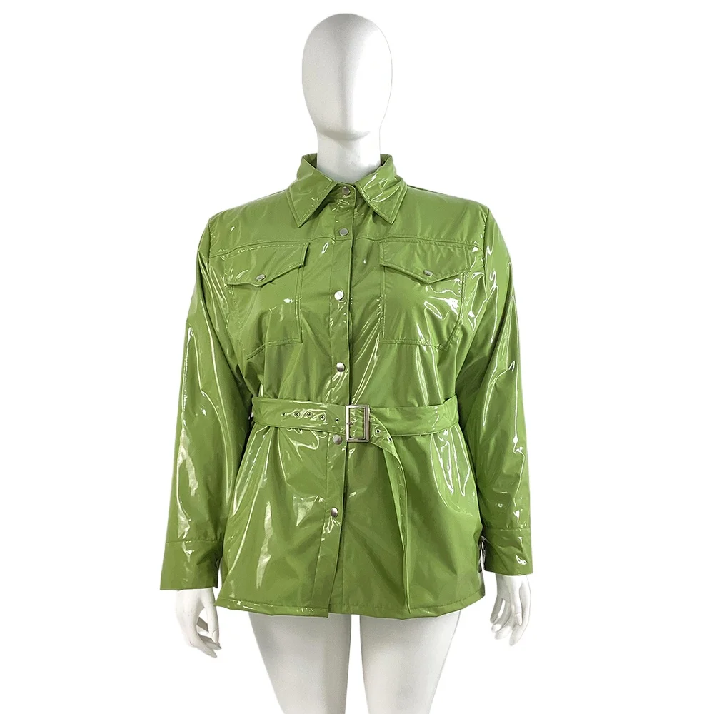Women and Men's Belted Jacket, Long Sleeve, Hip Hop Style, PVC Shirt Jacket with Pockets, Plus Size Coat, Casual Streetwear
Women and Men's Belted Jacket, Long Sleeve, Hip Hop Style, PVC Shirt Jacket with Pockets, Plus Size Coat, Casual Streetwear