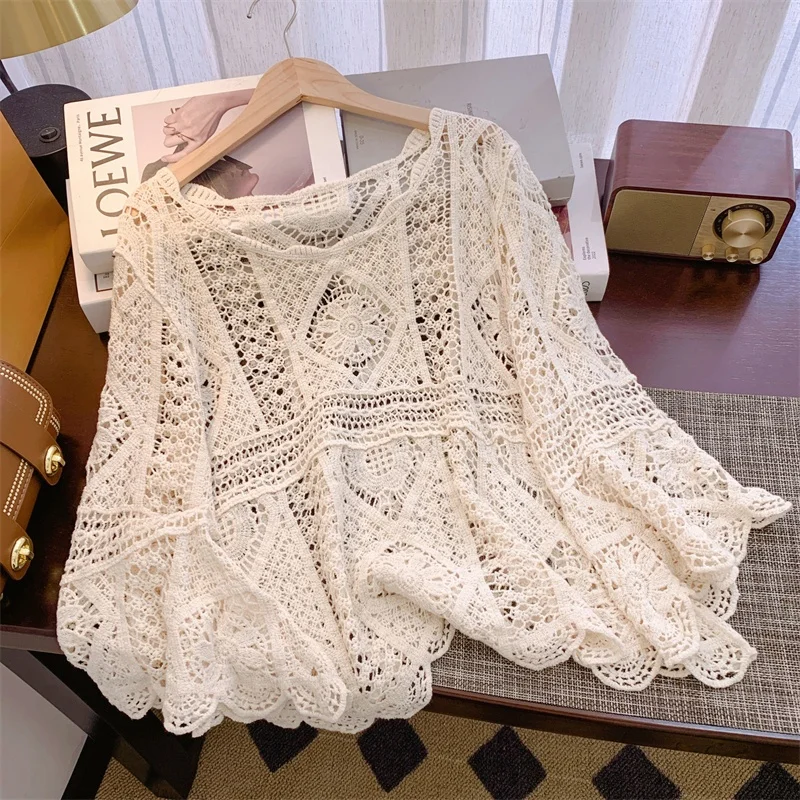 Sun Protection Hollow out Loose Thin Sleeveless Beachwear Women's Street Style Knitted Top Modified Acrylic Fiber Cotton
Sun Protection Hollow out Loose Thin Sleeveless Beachwear Women's Street Style Knitted Top Modified Acrylic Fiber Cotton