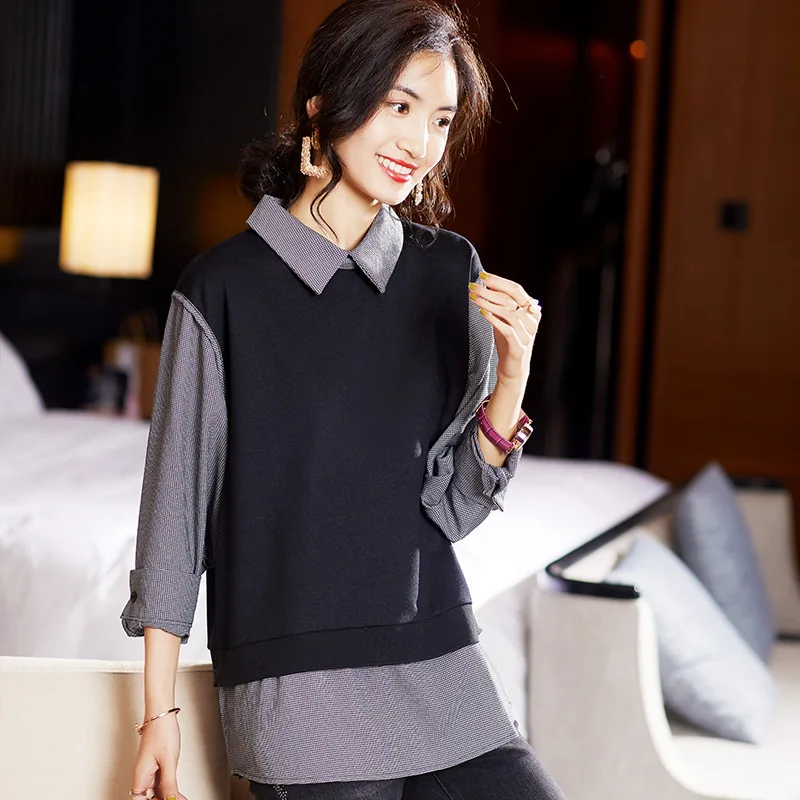 #4730 False Two Piece Sweatshirt Women Turn-down Collar Zipper Office Pullover Hoodies Femme Split Joint Sweatshirt Female Loose
#4730 False Two Piece Sweatshirt Women Turn-down Collar Zipper Office Pullover Hoodies Femme Split Joint Sweatshirt Female Loose