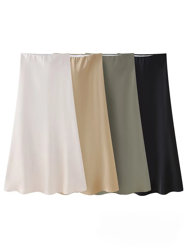 Vintage Casual Chic Women Skirt Solid Silky Satin Straight Elasticwaist Midi Skirt New Fashion 2024 Spring Summer Skirt
Vintage Casual Chic Women Skirt Solid Silky Satin Straight Elasticwaist Midi Skirt New Fashion 2024 Spring Summer Skirt