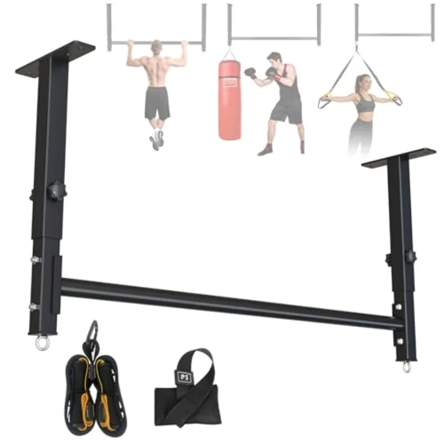 Home gym ceiling-mounted pull up bar, steel, black, 700 LBS capacity with 5-level height adjustment for pull ups and body stret
Home gym ceiling-mounted pull up bar, steel, black, 700 LBS capacity with 5-level height adjustment for pull ups and body stret