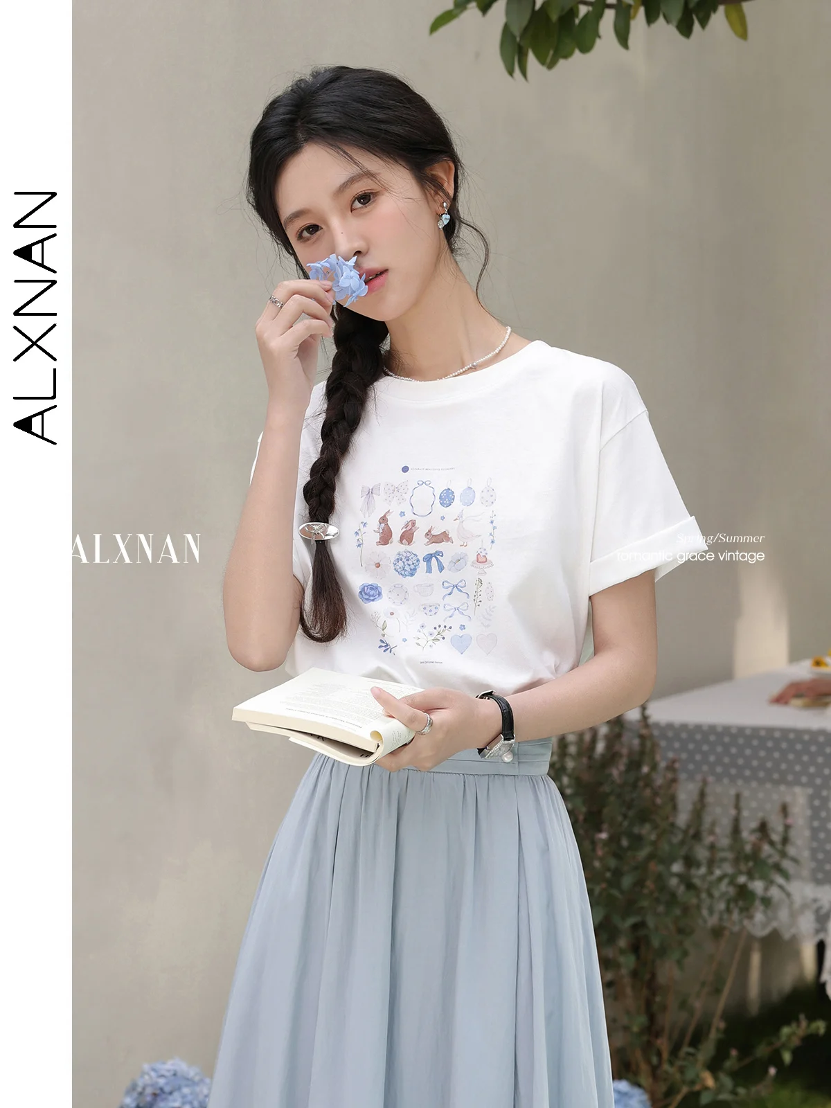 ALXNAN Women's White Printed T-shirt 2025 Summer Elegant Cotton T-shirt Short Sleeve Tops Ladies Korean Popular Clothes L53910
ALXNAN Women's White Printed T-shirt 2025 Summer Elegant Cotton T-shirt Short Sleeve Tops Ladies Korean Popular Clothes L53910