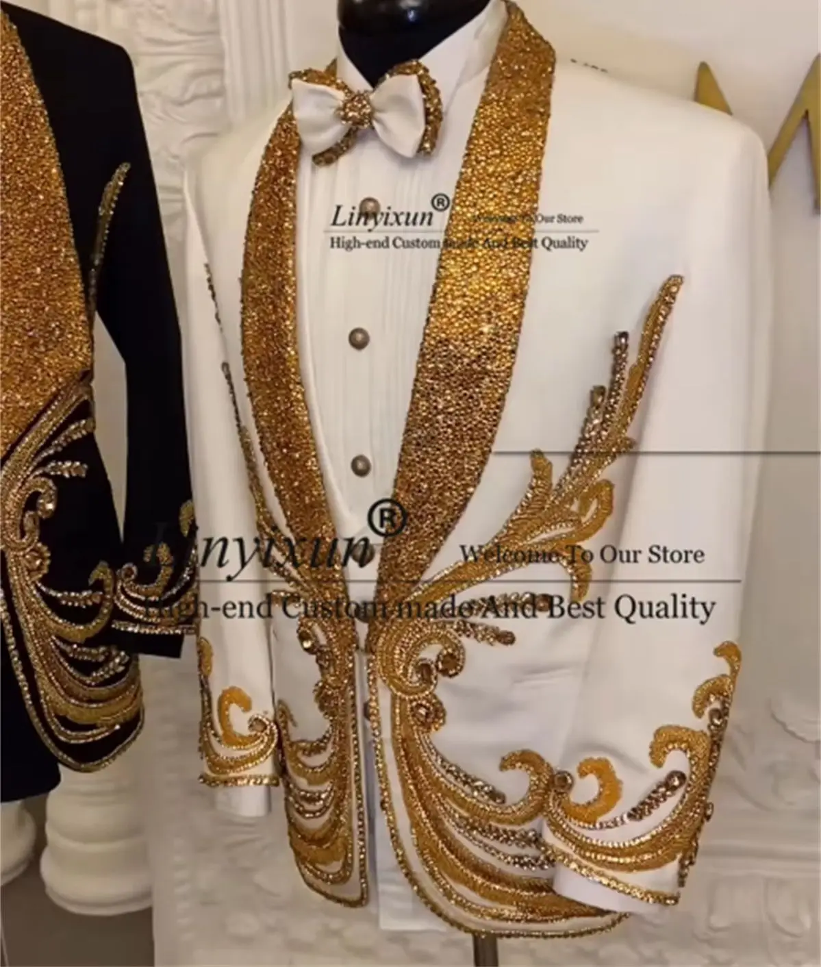 Glitter Beaded Diamond Men Suit 3 Pieces Sets Wedding Groom Tuxedo Glitter Lapel Male Prom Blazer Customized Slim Costume Homme
Glitter Beaded Diamond Men Suit 3 Pieces Sets Wedding Groom Tuxedo Glitter Lapel Male Prom Blazer Customized Slim Costume Homme